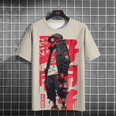 Japanese T-Shirt For Men Mechanical Character Graphic T Shirts Short Sleeve Printing Tees Outdoor Oversized Men&
