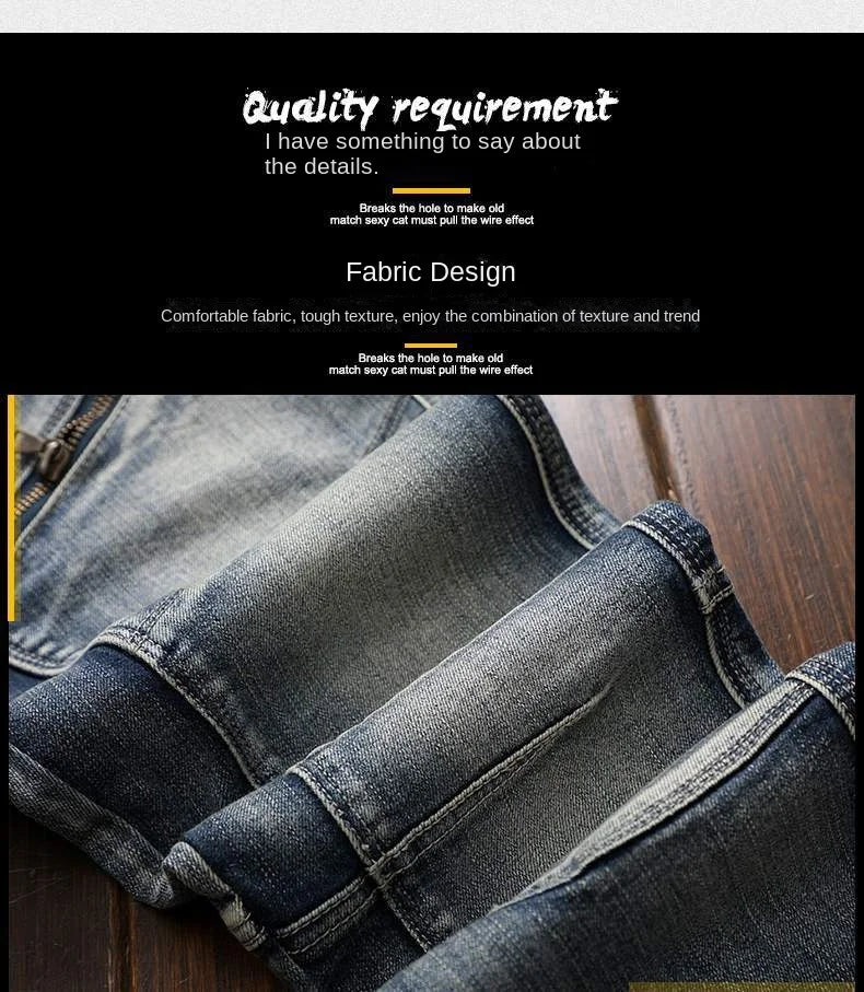 Hochwertige DENIM Jeans RETRO Straight Biker Design