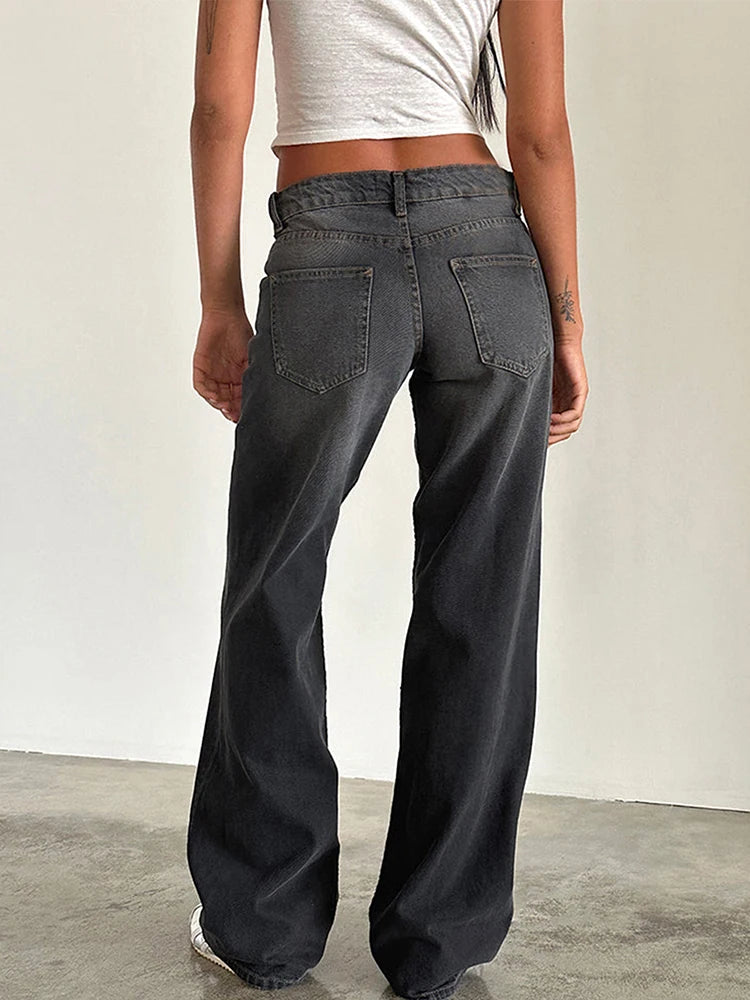 Straight-leg High Waist Jeans Women Denim Trousers - Swefashionstore