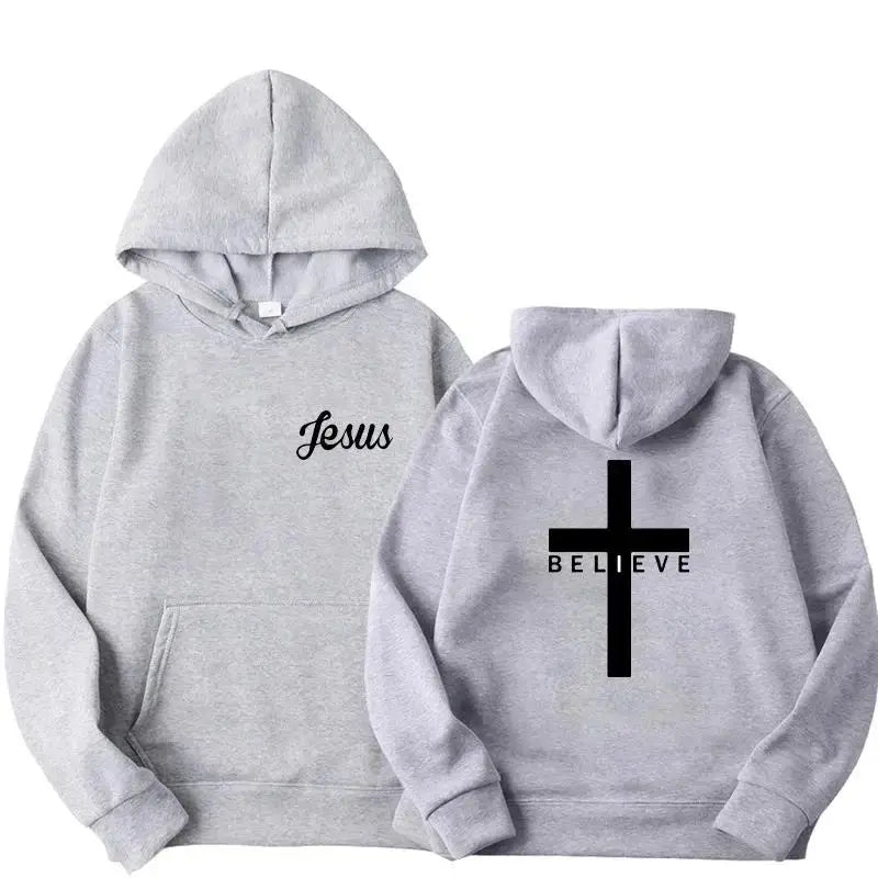 Herren Believe CROSS Jesus Bedruckte Hoodies