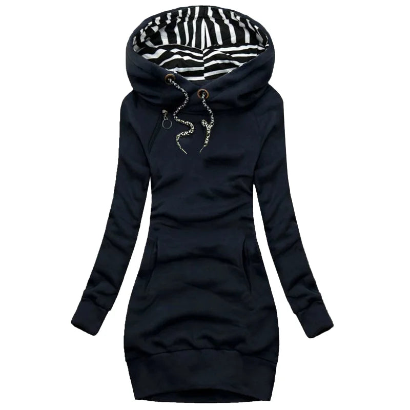 Zakhaev Damen Slim Sweater Langarm-Hoodie-Kleid
