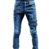 RETRO Moto Biker Straight Elastic Jeans Streetwear Y2K - Swefashionstore