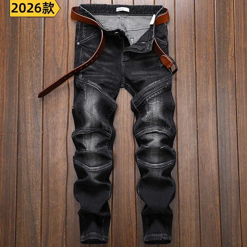 Hochwertige DENIM Jeans RETRO Straight Biker Design