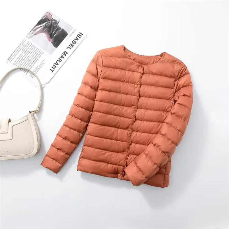 New European Women Spring Autumn Light Duck Down Fabric Lightweight Coat - Swefashionstore
