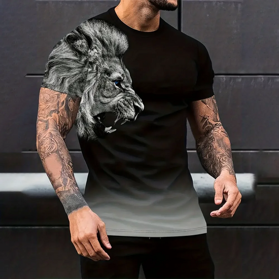 Lion Pattern Print Men&