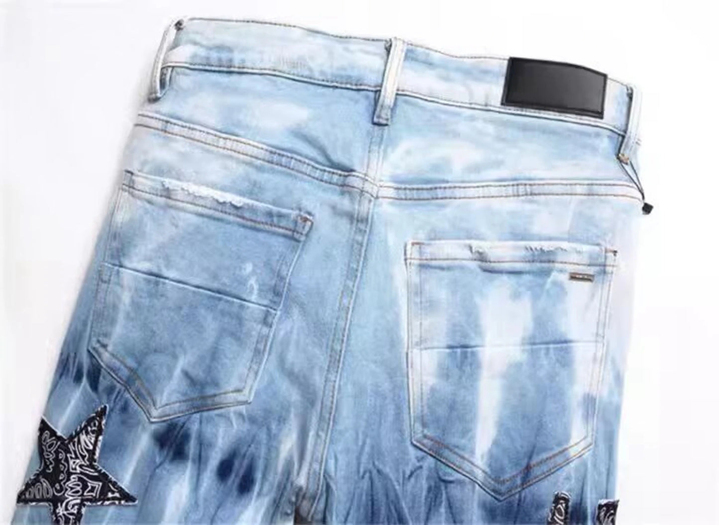 Y2K Stern Stickerei BROKEN Hole STRETCH Streetwear Jeans