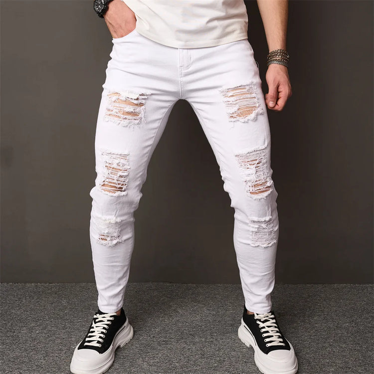 STREET Holes Skinny Stylish Stretch Slim JEANS - Swefashionstore