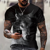 3D Print Wolf T-shirt For Men Summer Oversized Short Sleeve Tops Pullover 2023 Fashion Streetwear Men&