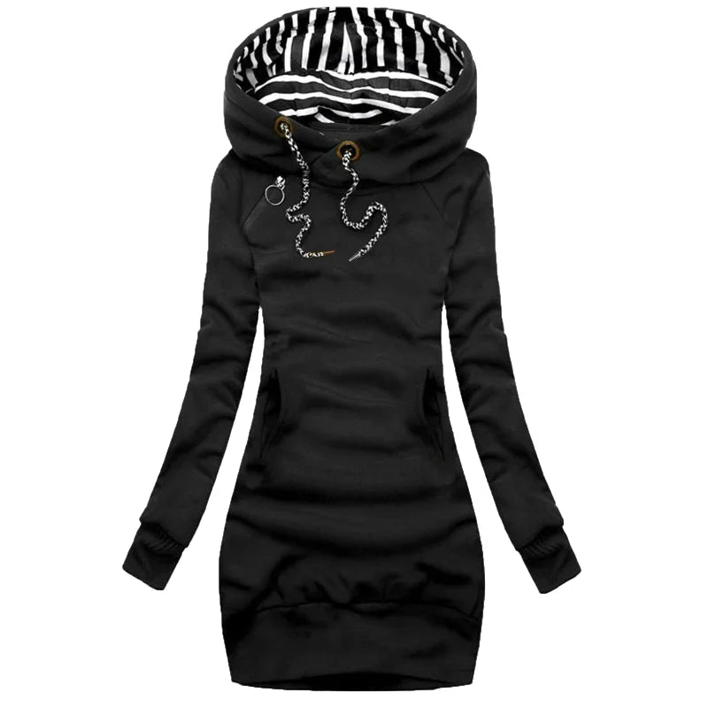 Zakhaev Damen Slim Sweater Langarm-Hoodie-Kleid