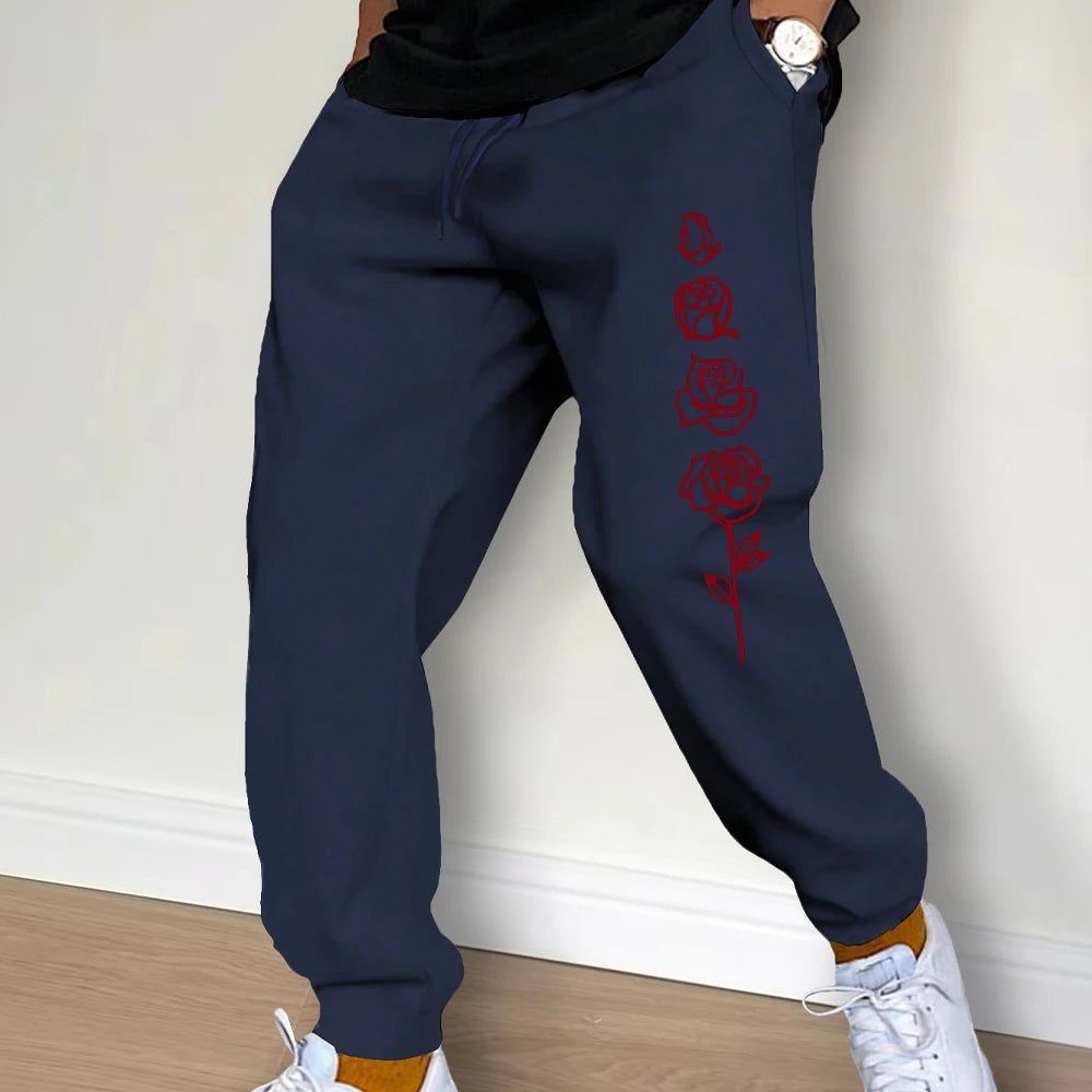 Fashion Men Printing Clothing Trousers Drawstring Casual Pants Sweatpants Autumn And Winter Jogging Sports Fitness Pants - Swefashionstore