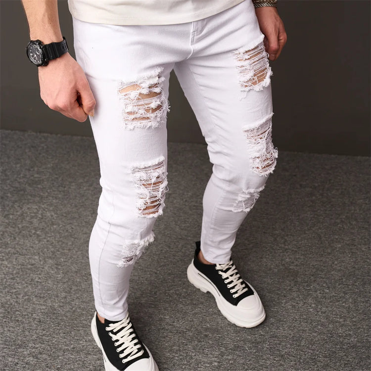 STREET Holes Skinny Stylish Stretch Slim JEANS - Swefashionstore