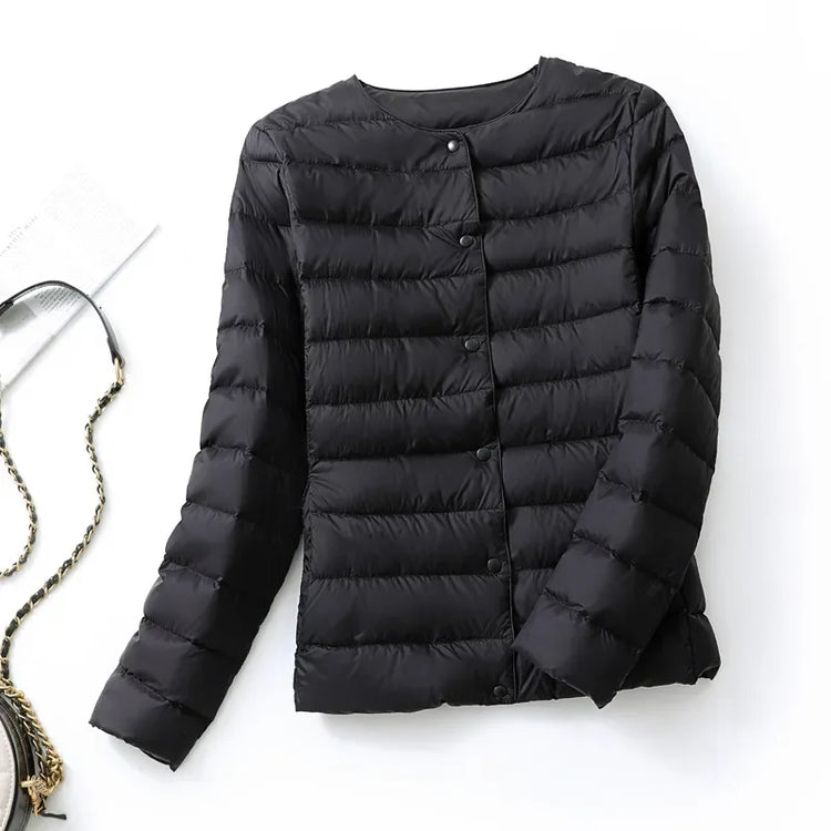 New European Women Spring Autumn Light Duck Down Fabric Lightweight Coat - Swefashionstore