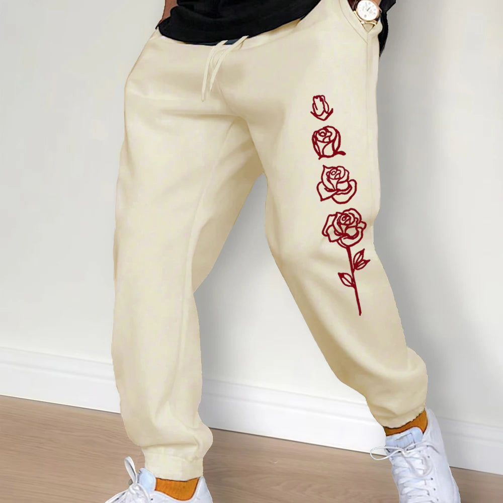 Fashion Men Printing Clothing Trousers Drawstring Casual Pants Sweatpants Autumn And Winter Jogging Sports Fitness Pants - Swefashionstore