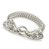 Stainless Steel Double Wolf Head Bracelet - Swefashionstore