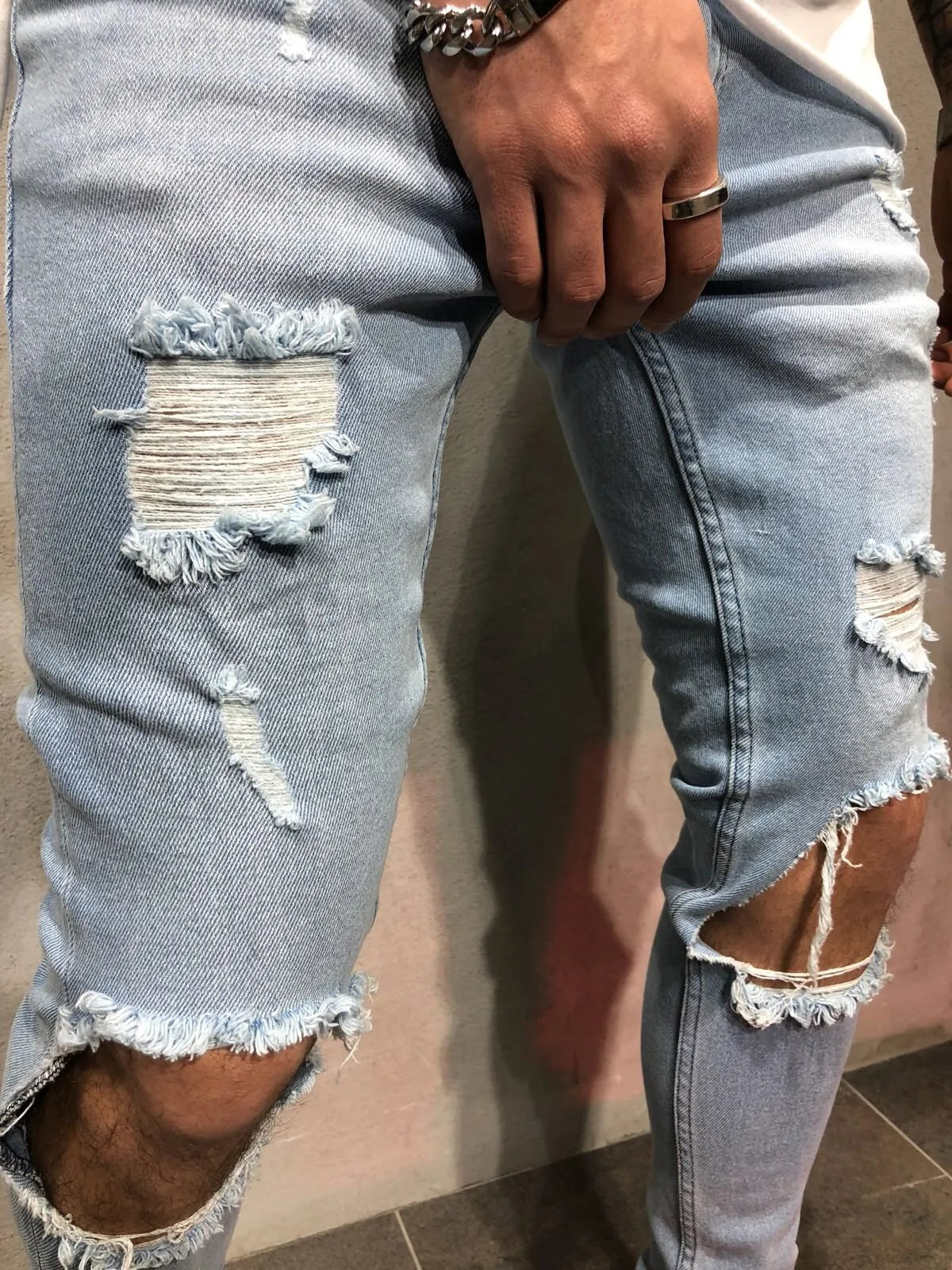 FASHION Skinny Ripped Denim Biker Jeans High Quality - Swefashionstore
