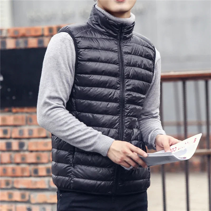 Autumn Winter Men Duck Down Vest 2025 Ultralight Sleeveless Puffer Vest - Swefashionstore