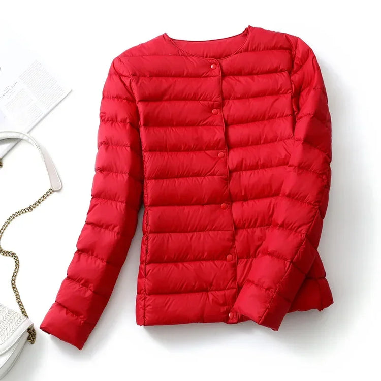 New European Women Spring Autumn Light Duck Down Fabric Lightweight Coat - Swefashionstore