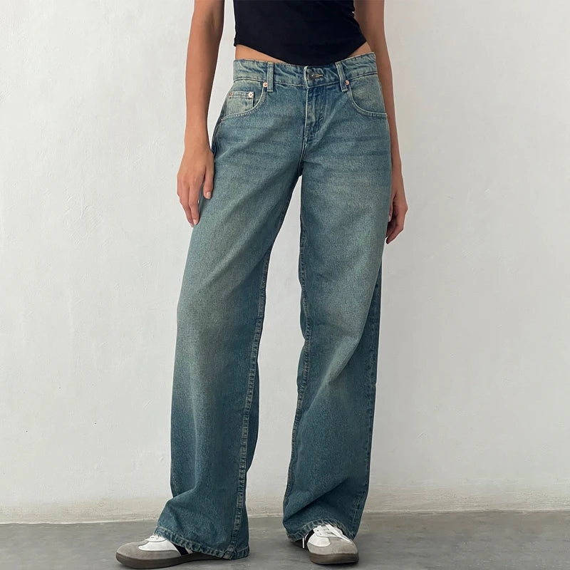 Women Y2K Wide Leg Denim Pants - Swefashionstore
