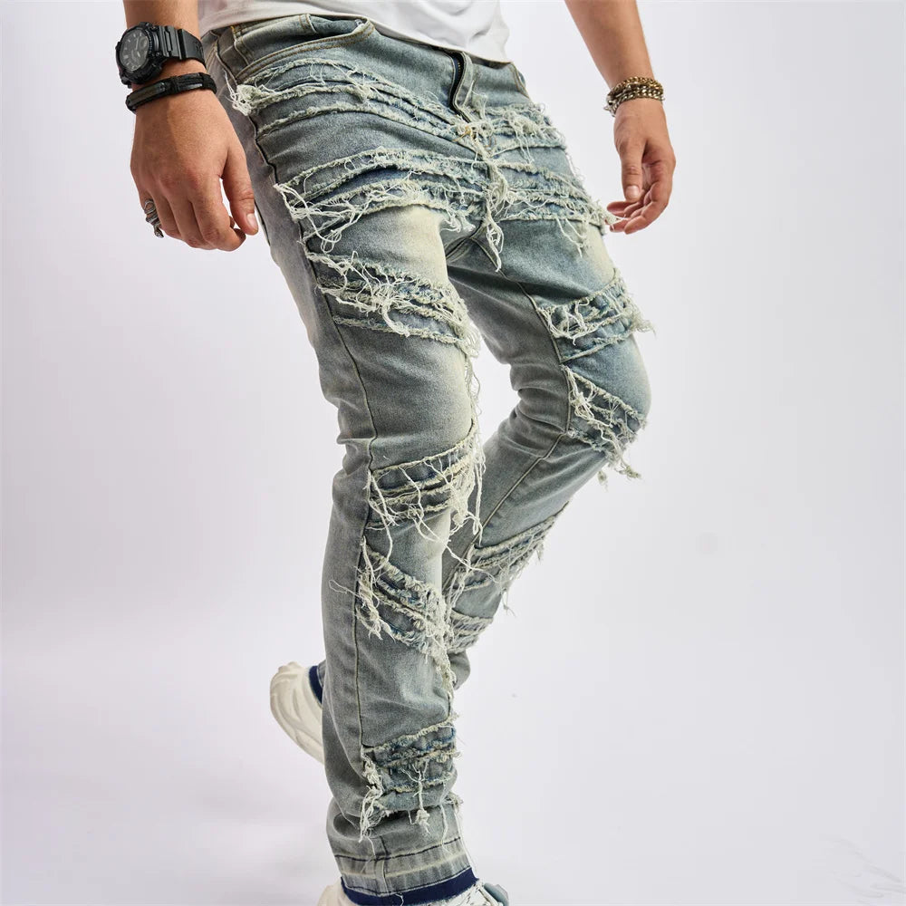 BESTSELLER Stilvolle, lockere Jeans mit zerrissenen Patches aus Denim