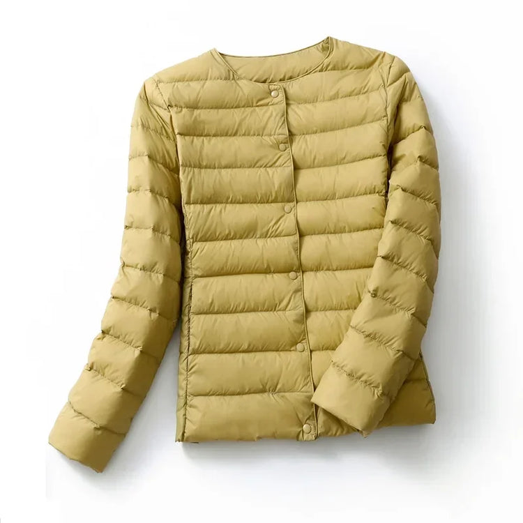 New European Women Spring Autumn Light Duck Down Fabric Lightweight Coat - Swefashionstore