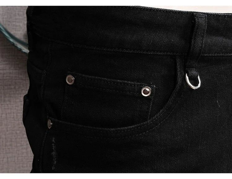 Streetwear Fashion Men Jeans Ripped Stretch Elastic Slim Fit - Swefashionstore