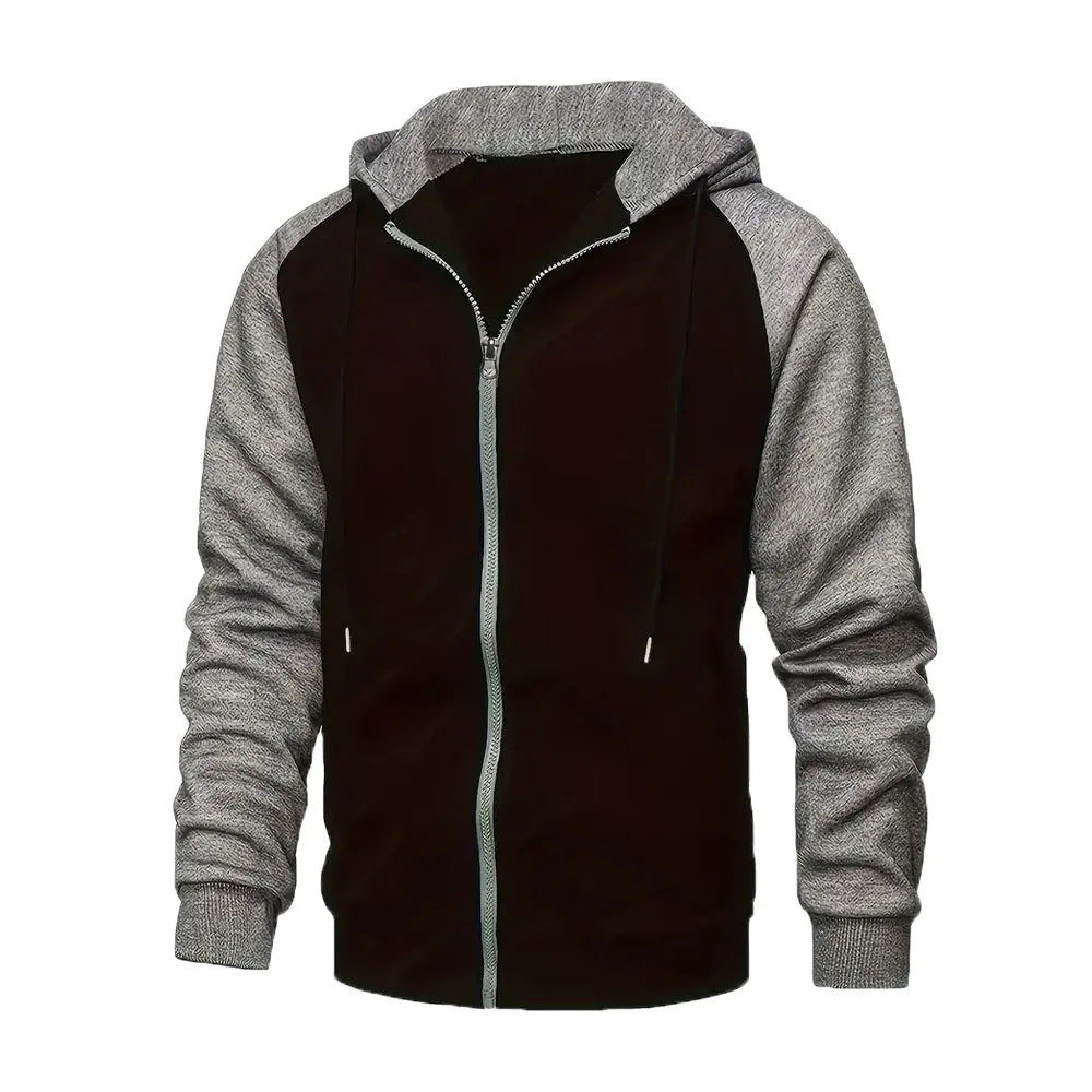 New Zip-Up Color Block Hoodie - Swefashionstore