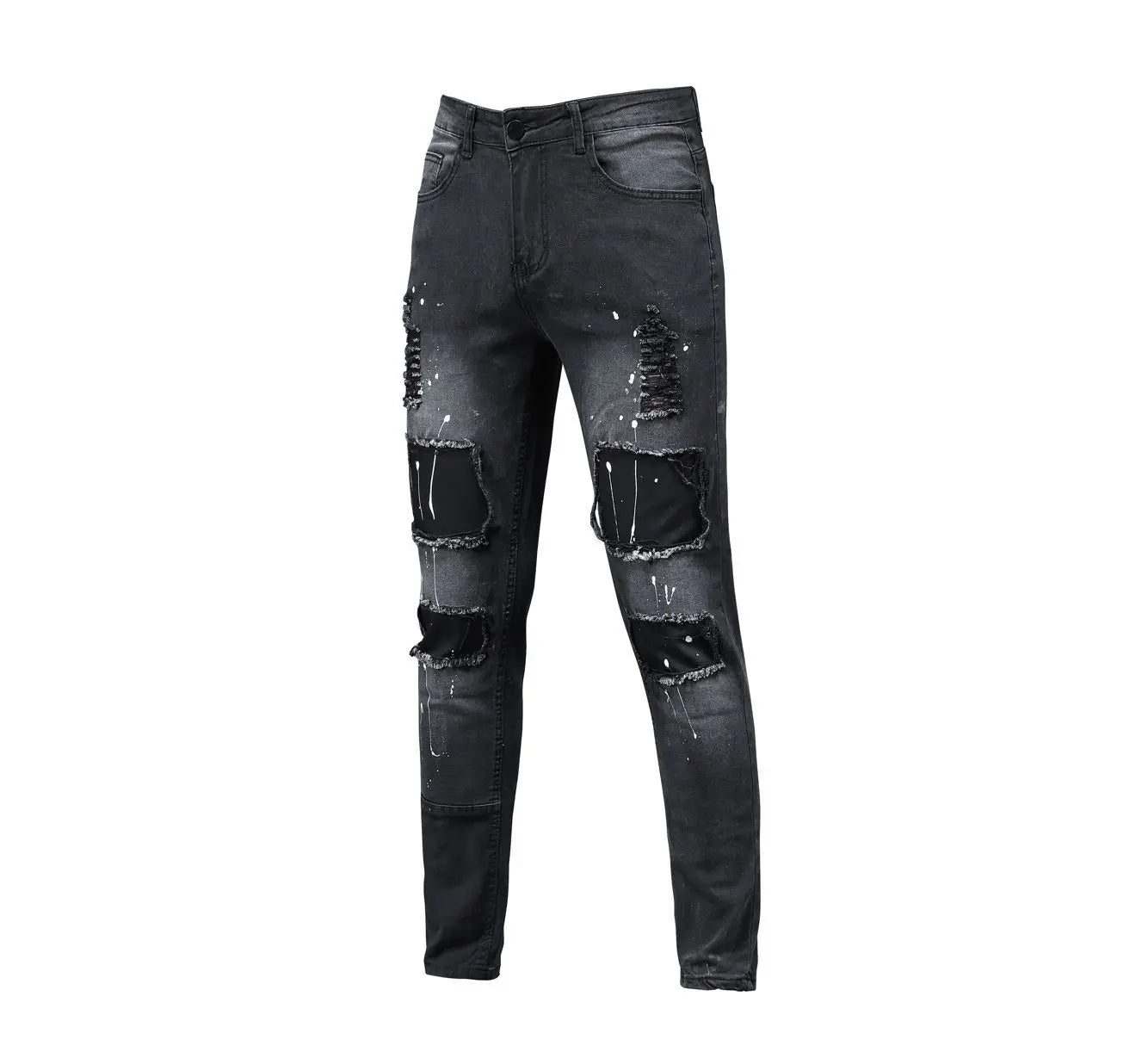 NEW Men Stretchy Ripped Skinny Elastic Jeans
