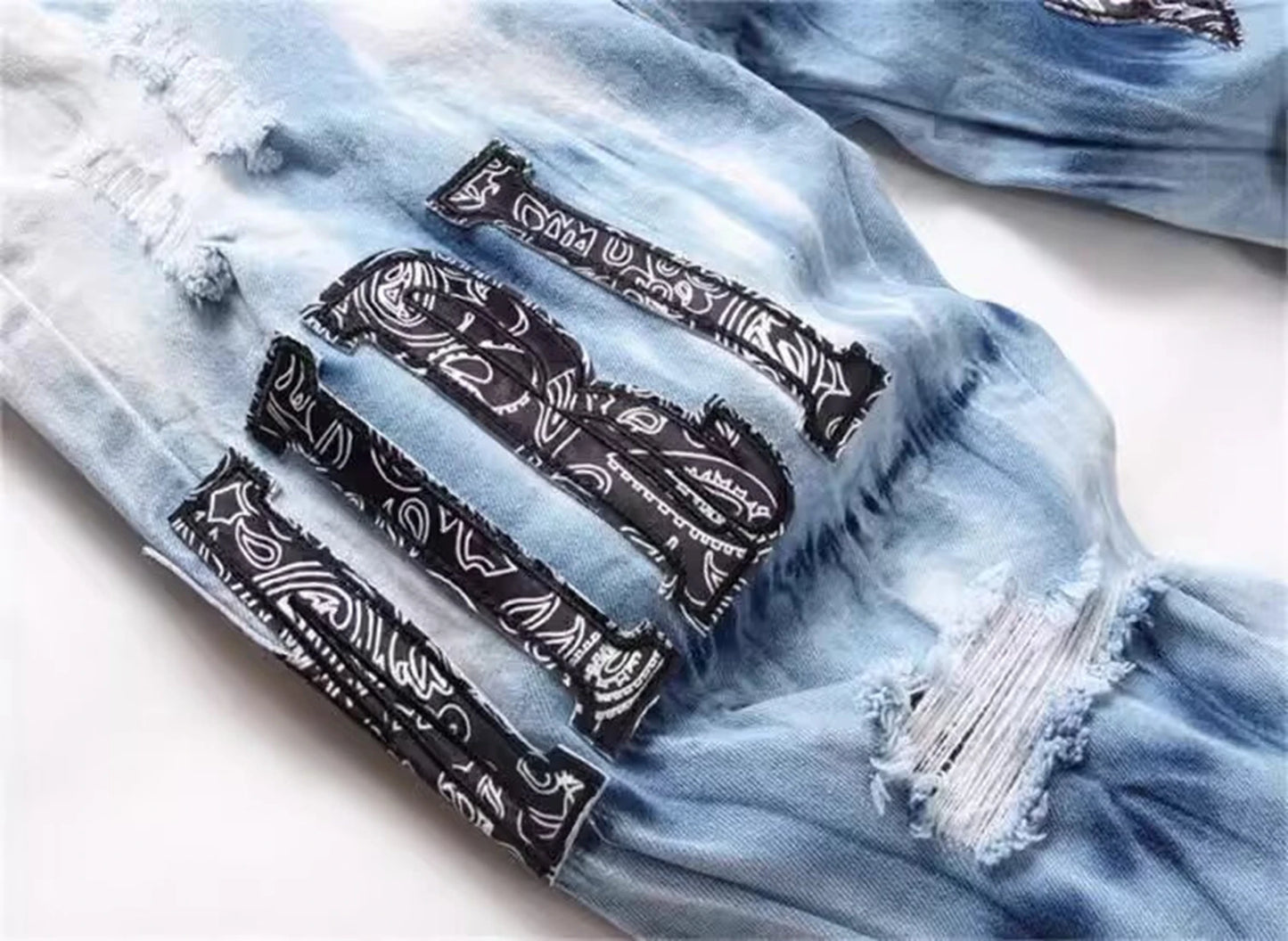 Y2K Stern Stickerei BROKEN Hole STRETCH Streetwear Jeans
