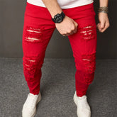 High-Street Men HipHop Holes Skinny Stretch Jeans - Swefashionstore