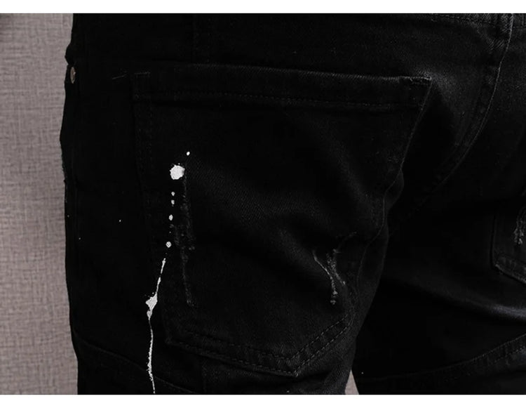 Streetwear Fashion Men Jeans Ripped Stretch Elastic Slim Fit - Swefashionstore