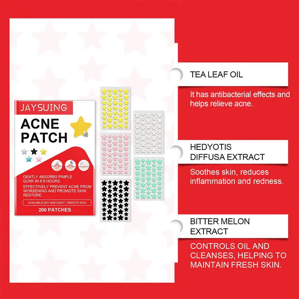 JAYSUING 200pcs Star PE Pimple ACNE Patch