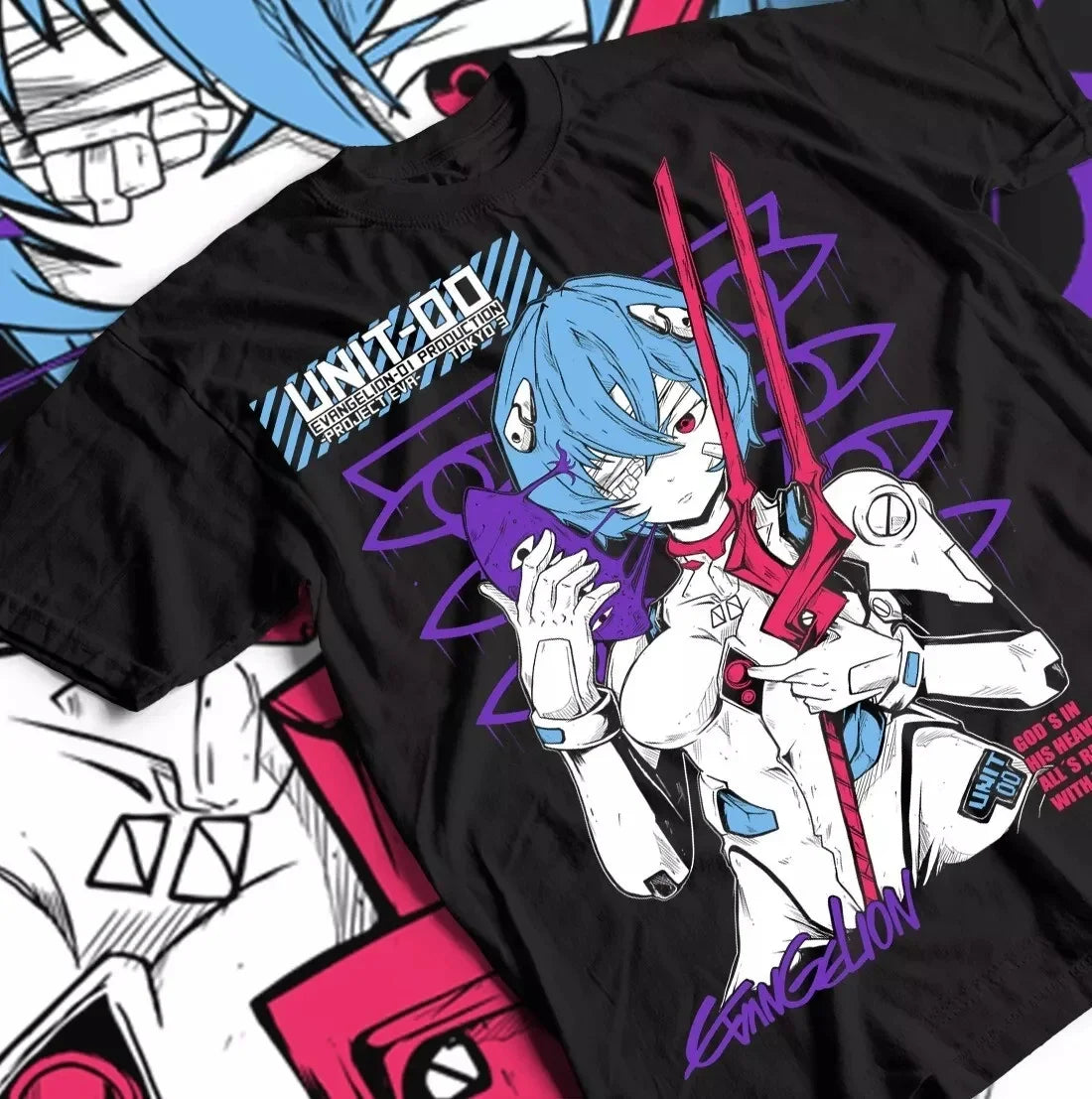 New BANDAI Summer Neon Genesis Evangelion  nit 01 T-shirt - Swefashionstore