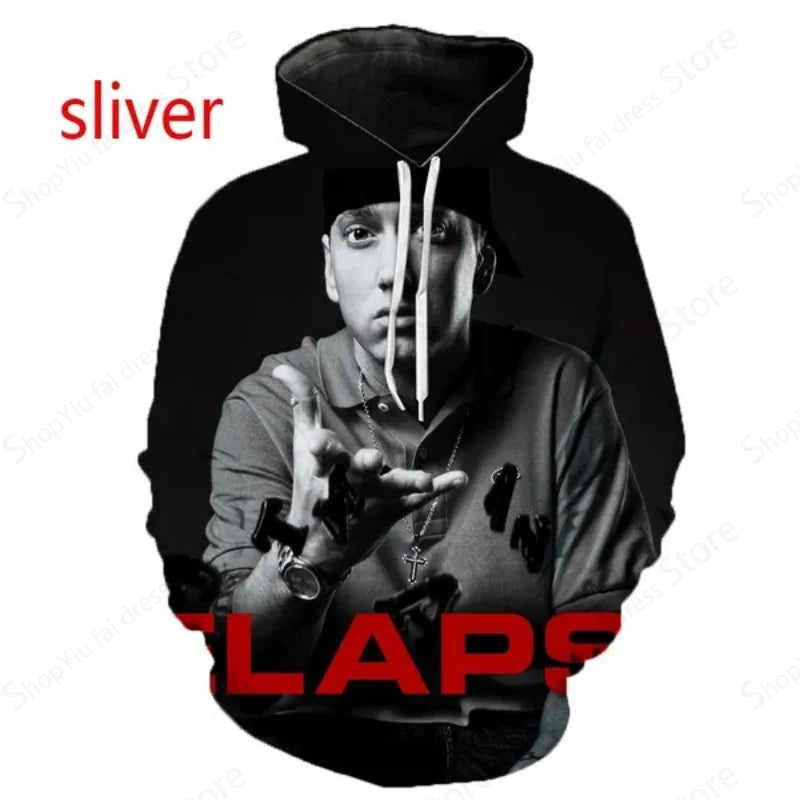 Neuer Eminem-Hoodie mit 3D-Grafikdruck, Rock-Trainingsanzug