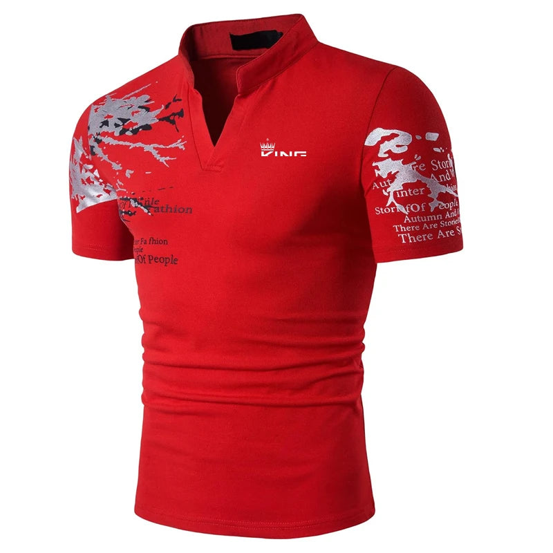 Men's POLO Shirt Graphic Prints V Neck Outdoor Short Sleeves