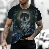 3D Print Wolf T-shirt For Men Summer Oversized Short Sleeve Tops Pullover 2023 Fashion Streetwear Men&