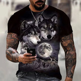 3D Print Wolf T-shirt For Men Summer Oversized Short Sleeve Tops Pullover 2023 Fashion Streetwear Men&