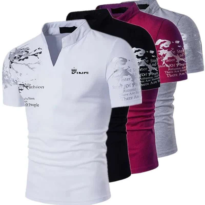Men's POLO Shirt Graphic Prints V Neck Outdoor Short Sleeves