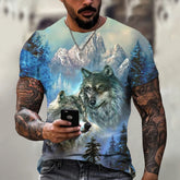 3D Print Wolf T-shirt For Men Summer Oversized Short Sleeve Tops Pullover 2023 Fashion Streetwear Men&