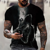 3D Print Wolf T-shirt For Men Summer Oversized Short Sleeve Tops Pullover 2023 Fashion Streetwear Men&