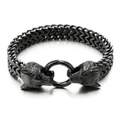 Stainless Steel Double Wolf Head Bracelet - Swefashionstore