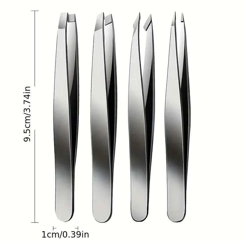 4Piece Professional Tweezers Set for Precision Grooming and Beauty Care - Swefashionstore
