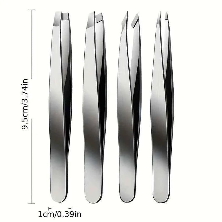 4Piece Professional Tweezers Set for Precision Grooming and Beauty Care - Swefashionstore