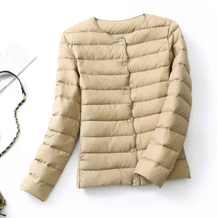 New European Women Spring Autumn Light Duck Down Fabric Lightweight Coat - Swefashionstore