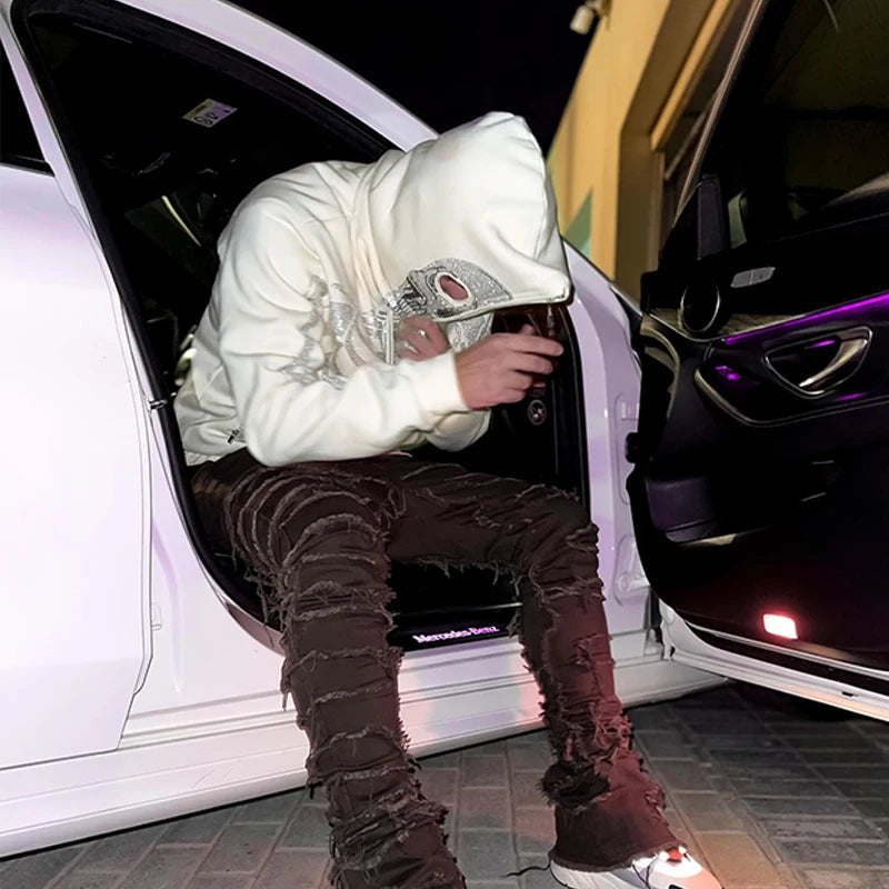 Zzsykd Rhinestone Full-Zip Hoodie Skeleton Goth Sweatshirt - Swefashionstore