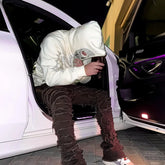 Zzsykd Rhinestone Full-Zip Hoodie Skeleton Goth Sweatshirt - Swefashionstore