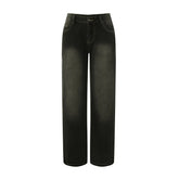 Retro Black Women Jeans Y2k Five Pockets Loose fit - Swefashionstore