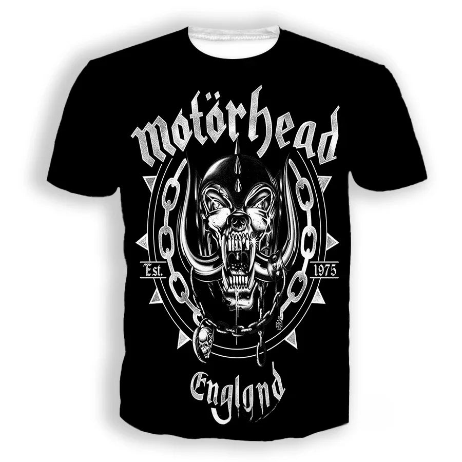 Heavy Metal Rock Motorhead Band 3d Printed T-shirt Men Women Fashion Short Sleeve Oversized Tops Tees Retro Punk Costume Tour - Swefashionstore