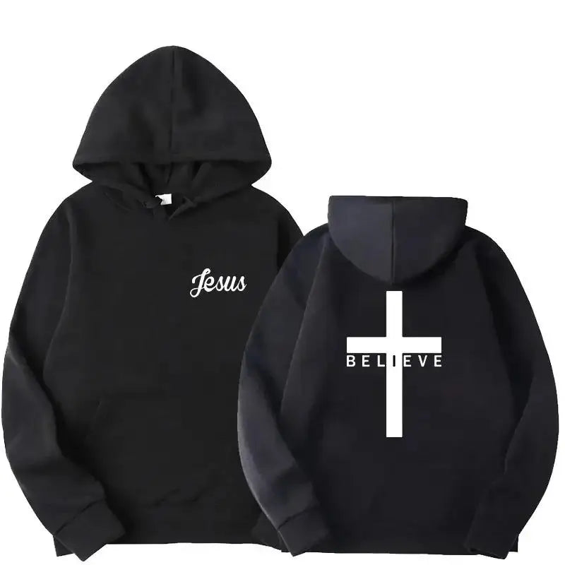 Herren Believe CROSS Jesus Bedruckte Hoodies