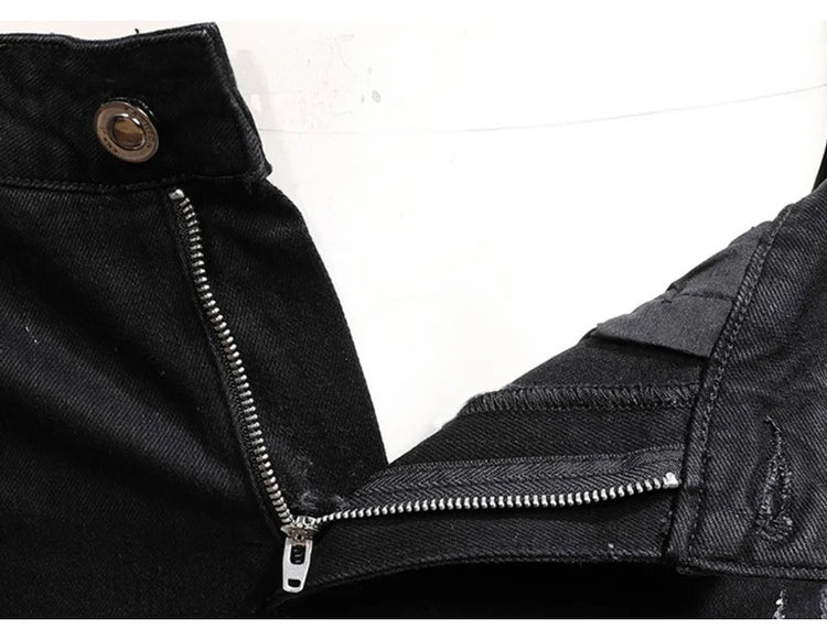 Streetwear Fashion Men Jeans Ripped Stretch Elastic Slim Fit - Swefashionstore