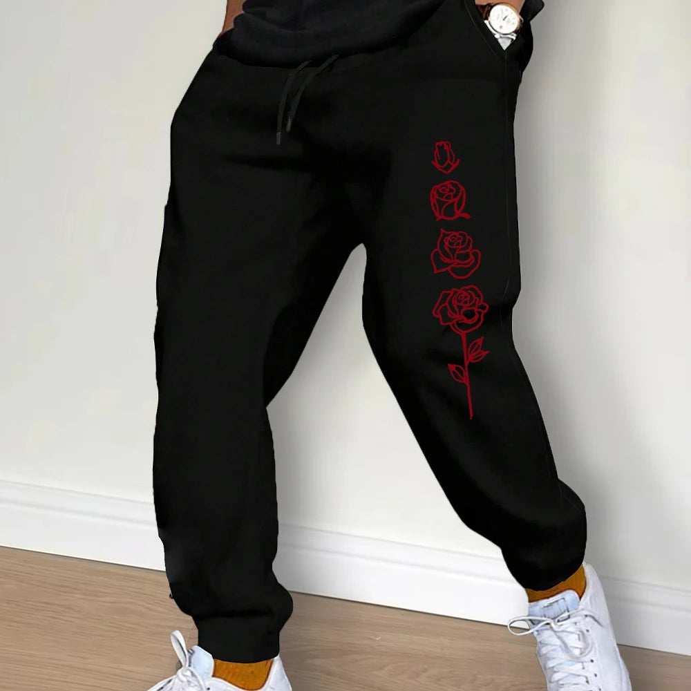 Fashion Men Printing Clothing Trousers Drawstring Casual Pants Sweatpants Autumn And Winter Jogging Sports Fitness Pants - Swefashionstore